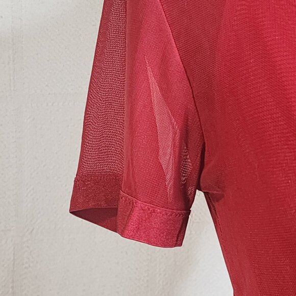 Avidlove Red Mesh Sheer High Neck SS Poly Span Crop Top with Built in Bra Size M - Picture 6 of 16